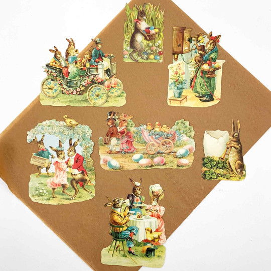 German Easter Bunnies Loose Easter Paper Scrap Pack